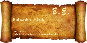 Bohunka Elek névjegykártya